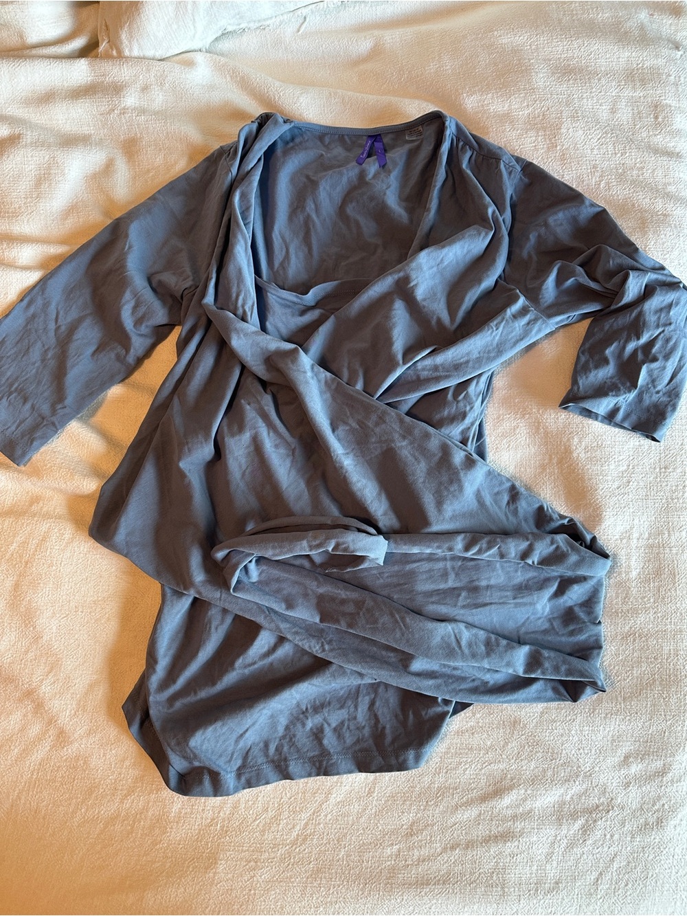 Seraphine Slate Blue Baby Wearing Shirt